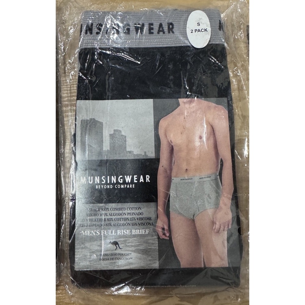 Munsingwear Full Rise Briefs Kangaroo Pouch Black Gray 2Pk Small Discontinued